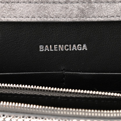 Balenciaga Strass Suede Hourglass Chain Bag Smoke Grey Crystal 6 of 9
