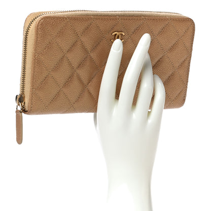 Chanel Pearly Caviar Quilted Large Gusset Zip Around Wallet Gold 2 of 14