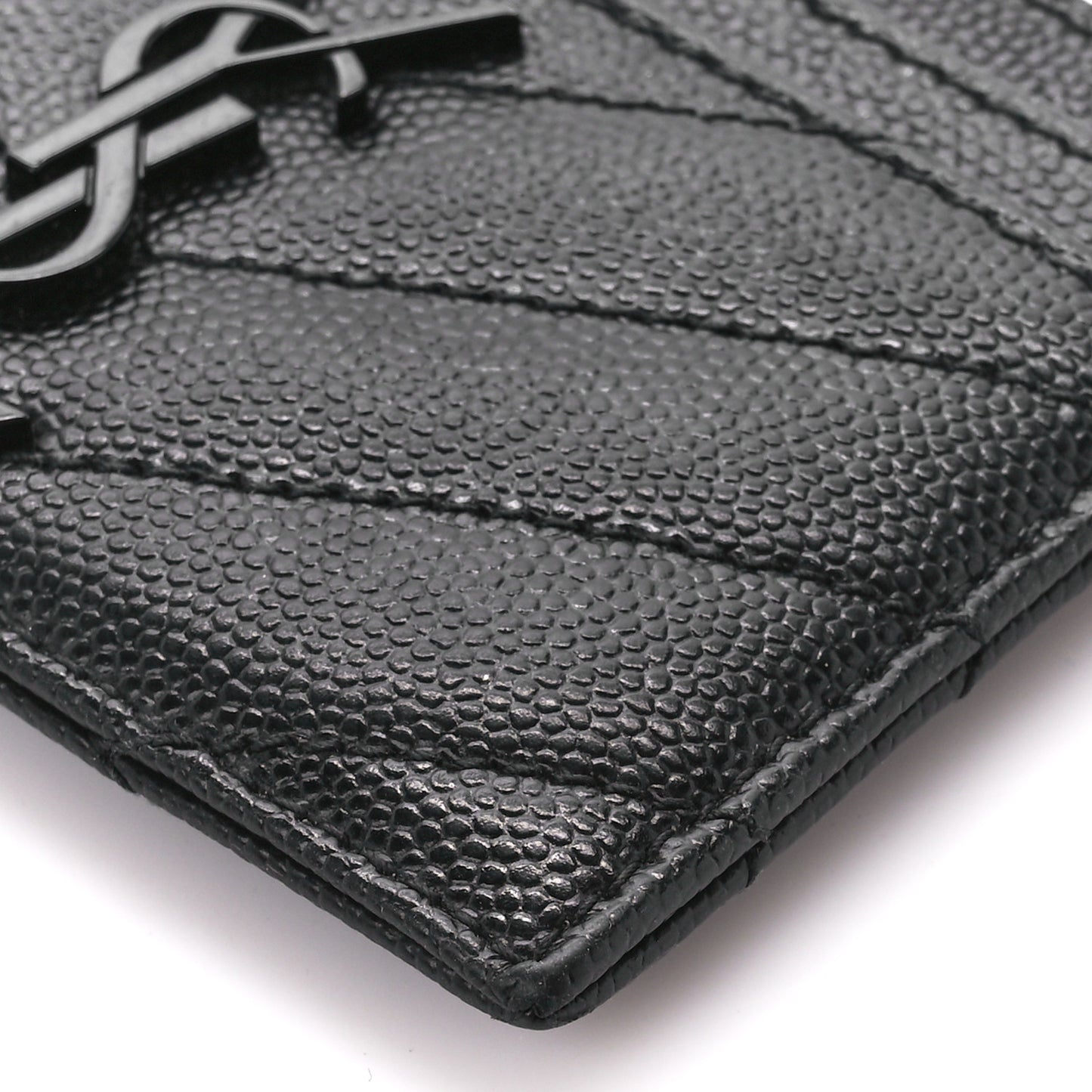 Grain De Poudre Matelasse Chevron Monochrome Monogram Credit Card Case Black