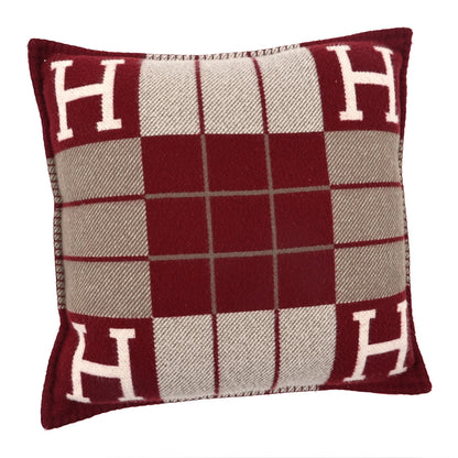 Hermes Wool Cashmere Avalon III Pillow PM Ecru Rouge 1 of 3