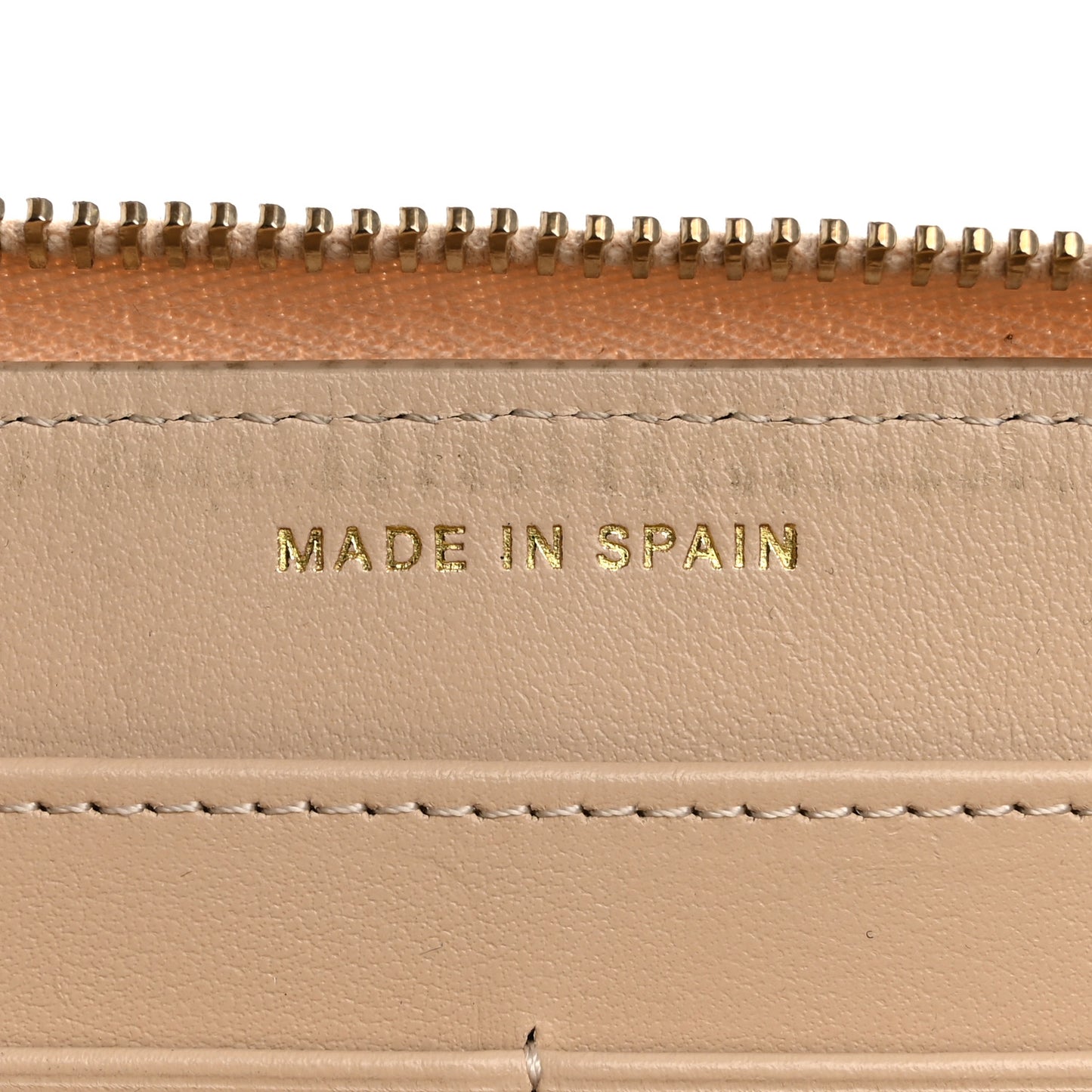 Shiny Goatskin Quilted 19 Long Zipped Around Wallet Beige