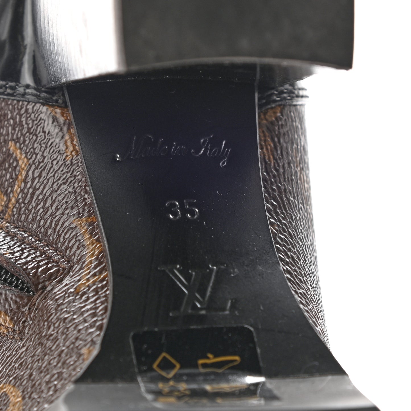 Patent Calfskin Monogram Star Trail Ankle Boots 35 Black