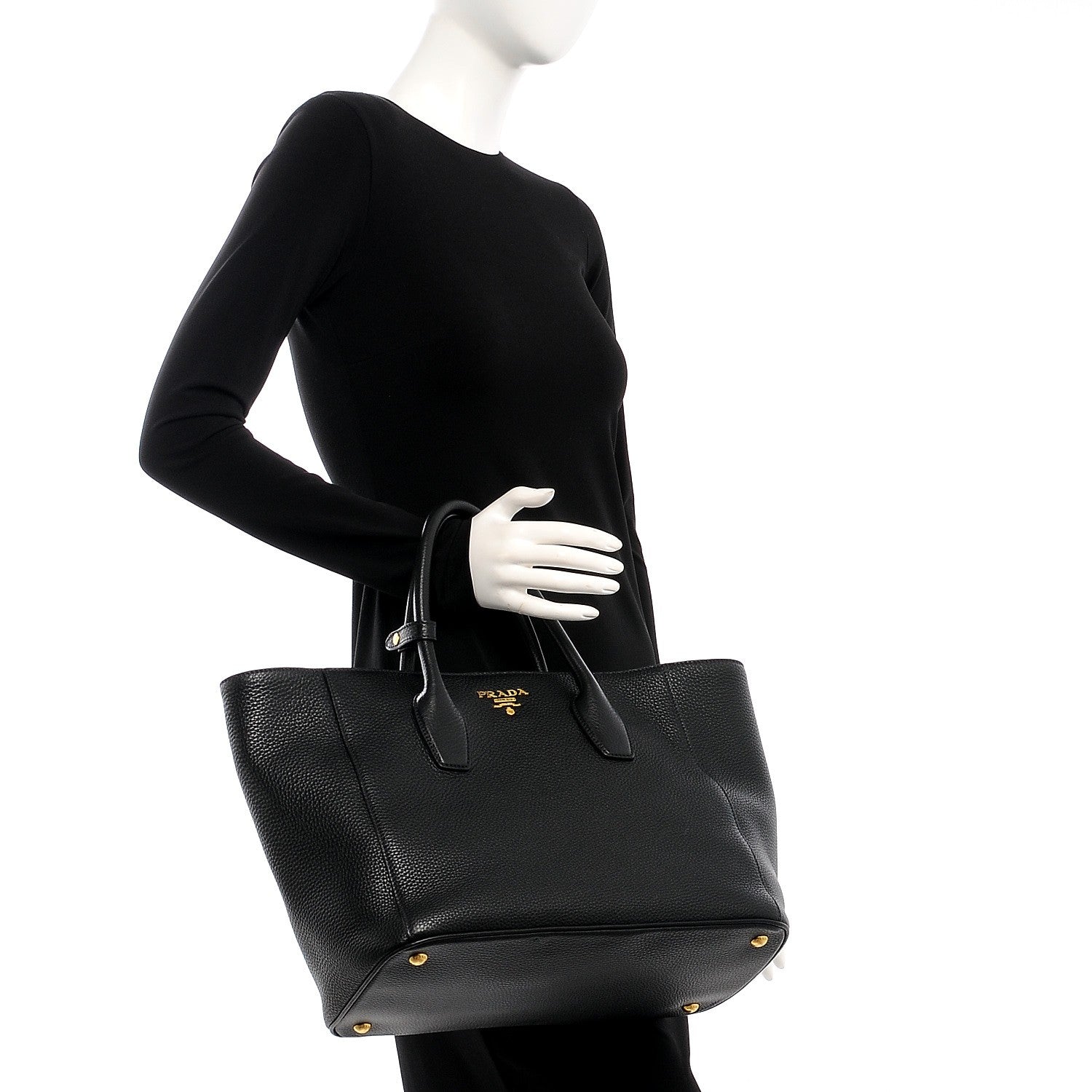 Prada Vitello Daino Tote Nero Black 3 of 9