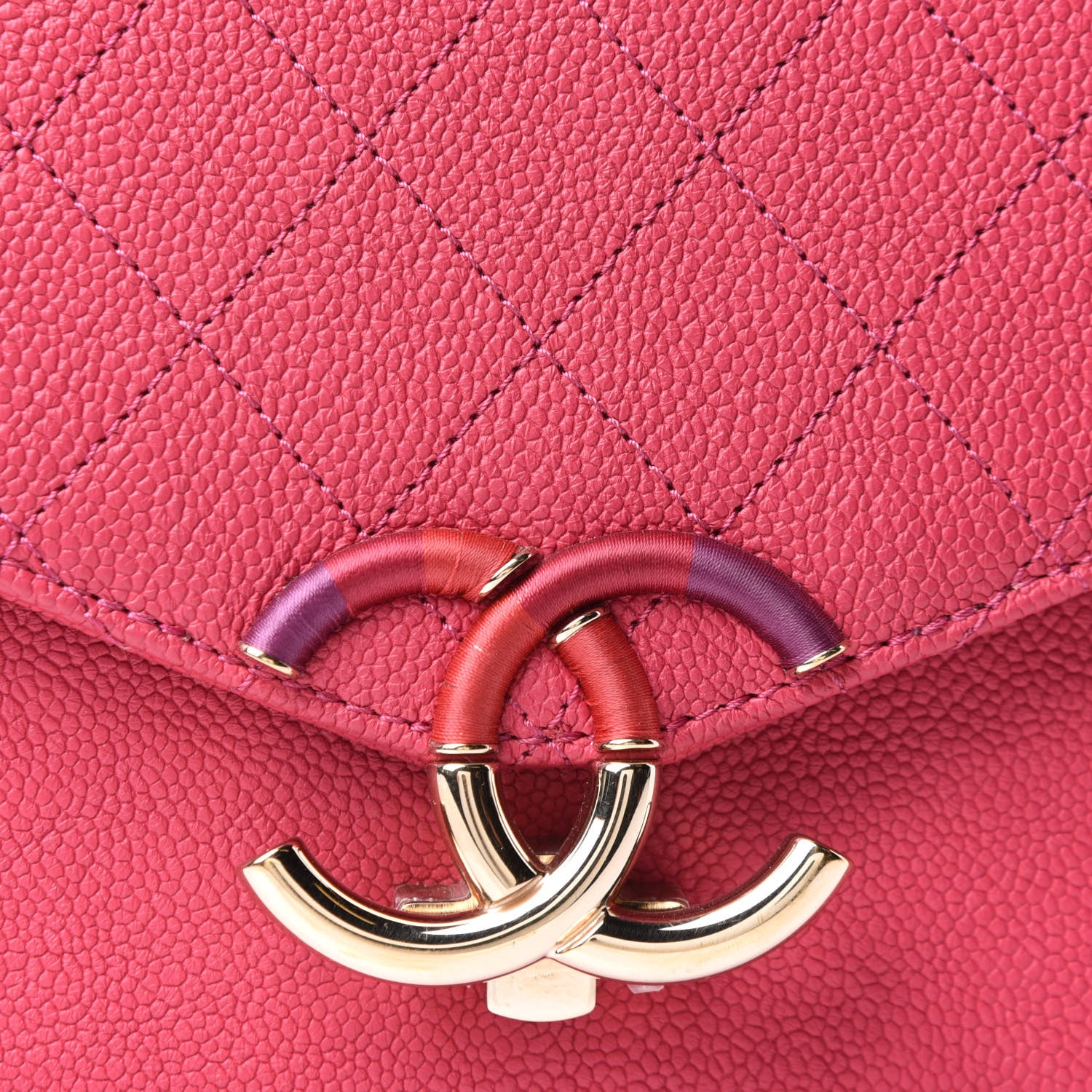 Chanel Grained Calfskin Quilted Small Cuba Top Handle Flap Pink 12 of 15