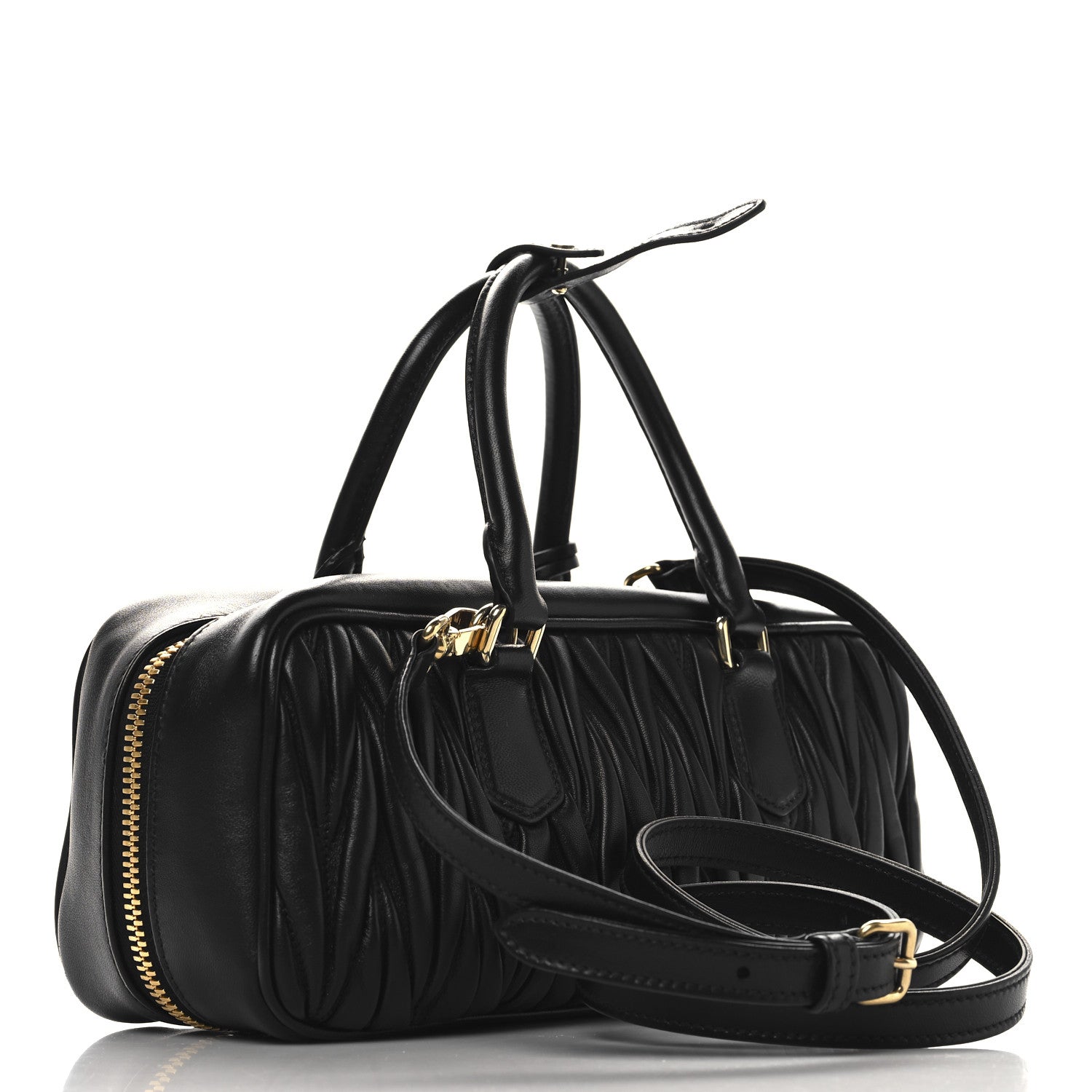 Miu Miu Nappa Matelasse Large Arcadie Top Handle Bag Black 1745013