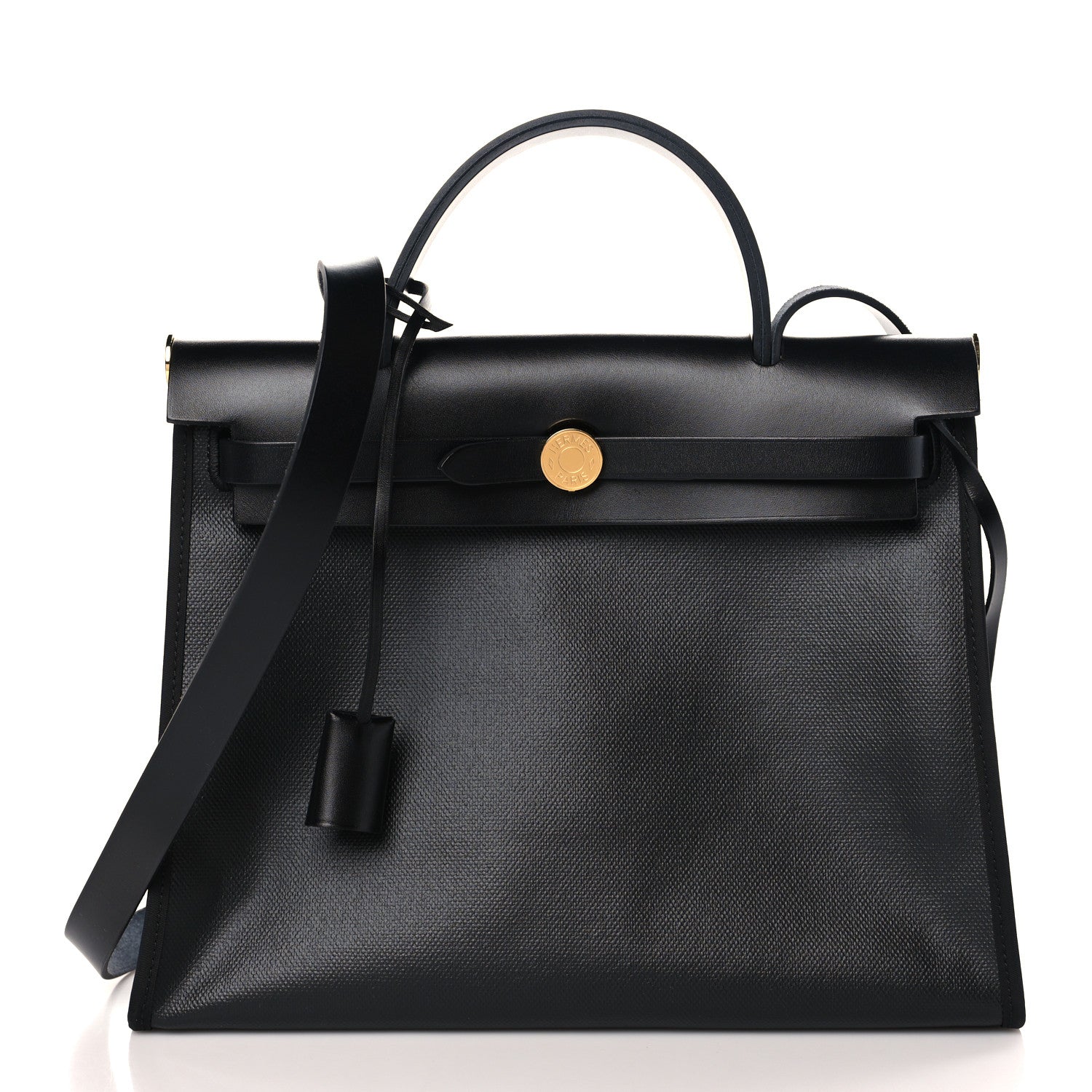 Hermes Toile H Berline Vache Hunter Herbag Zip PM 31 Black Ecru 3 of 10