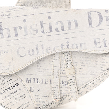 Christian Dior X DANIEL ARSHAM Grained Calfskin Newspaper Print Saddle Bag White 8 of 19