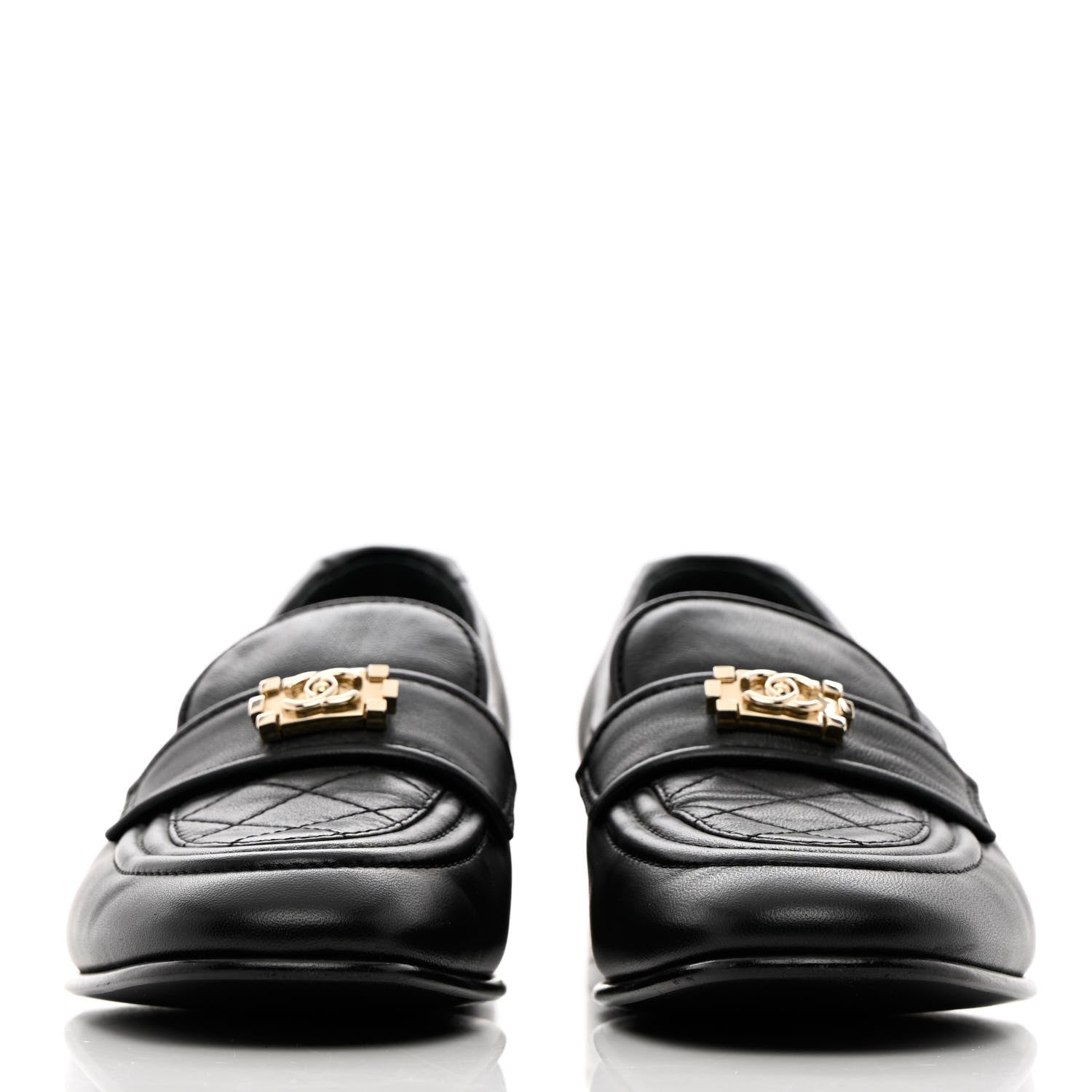 Chanel Lambskin Quilted Boy Loafers 38 Black 2 of 13