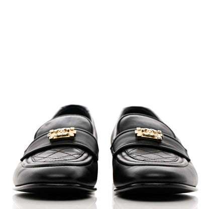 Chanel Lambskin Quilted Boy Loafers 38 Black 2 of 13