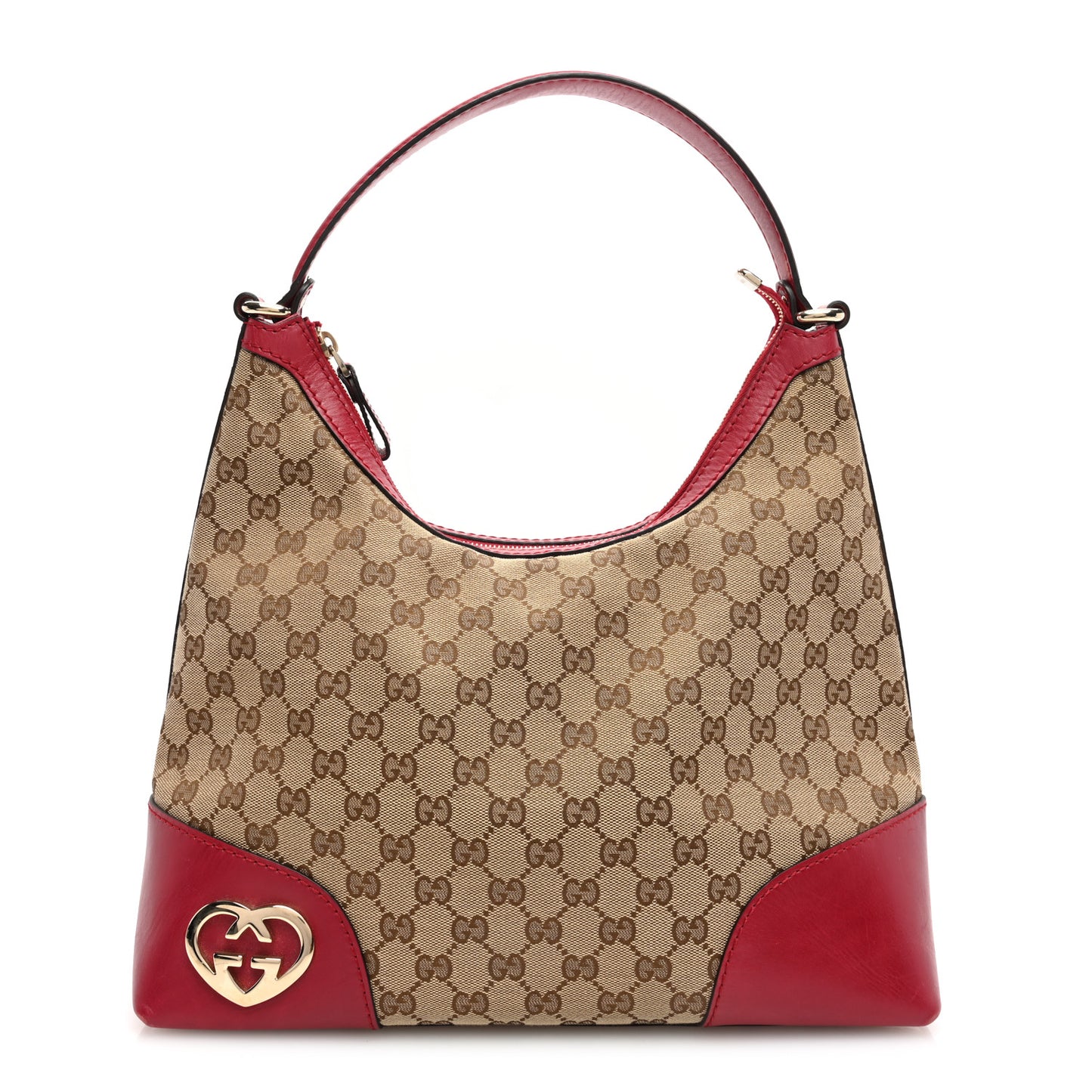 Monogram Medium Lovely Heart Hobo Red