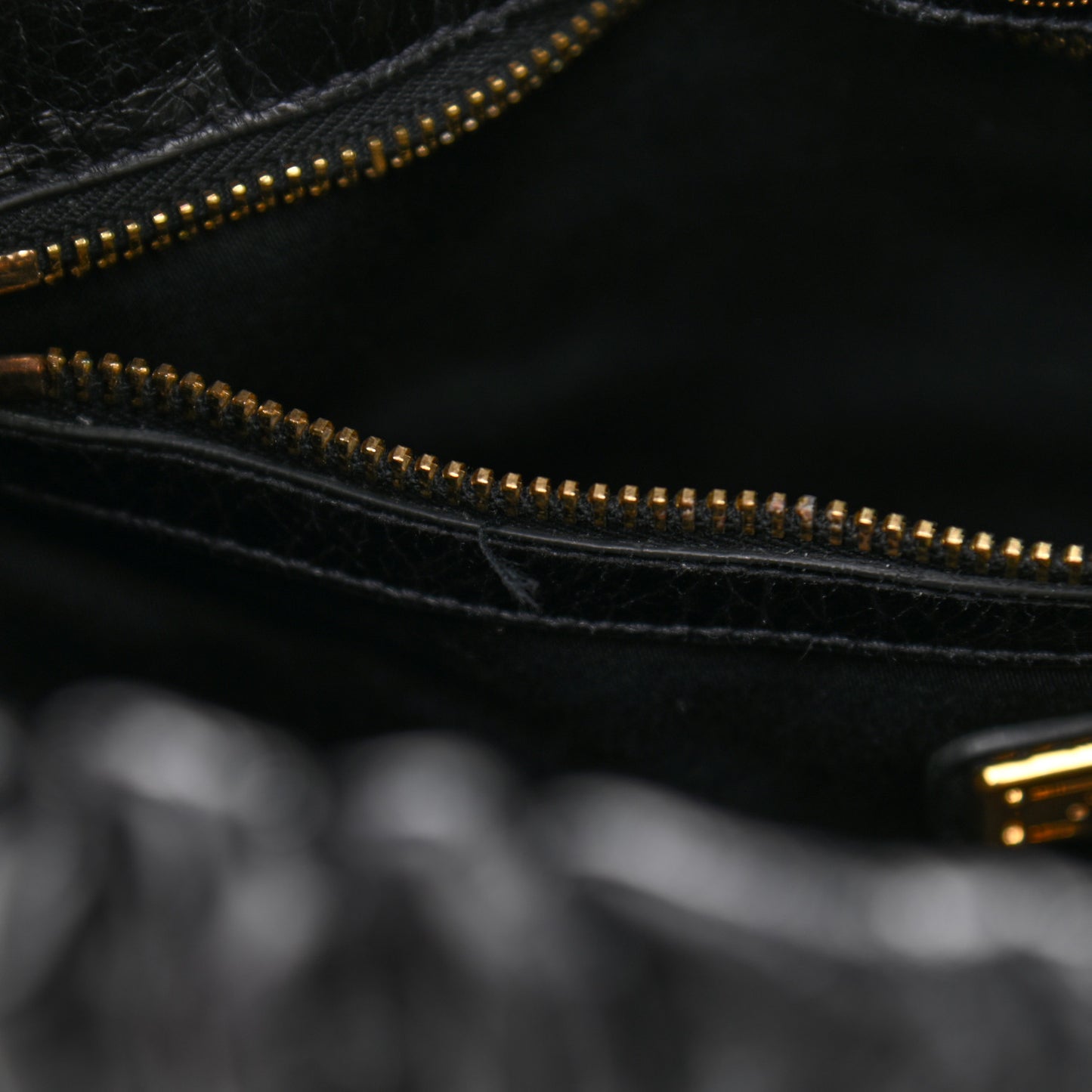Vitello Lux Gathered Tote Black
