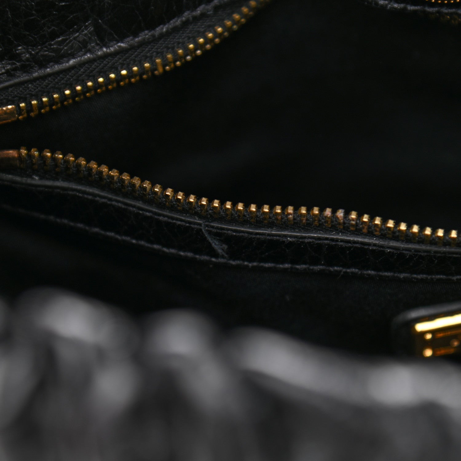 Miu Miu Vitello Lux Gathered Tote Black 10 of 11