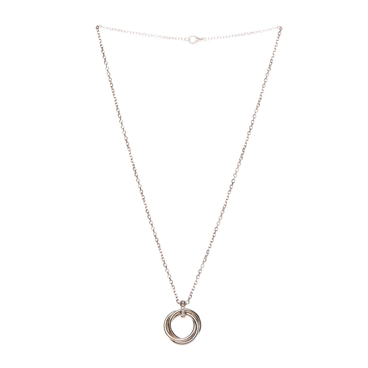 Cartier 18K Pink Yellow White Gold Diamond Trinity Pendant Necklace 3 of 7