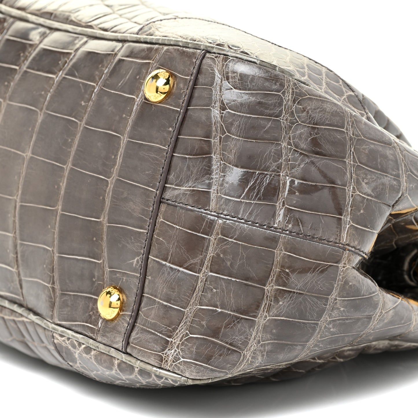 Crocodile Frame Shoulder Bag Grigio
