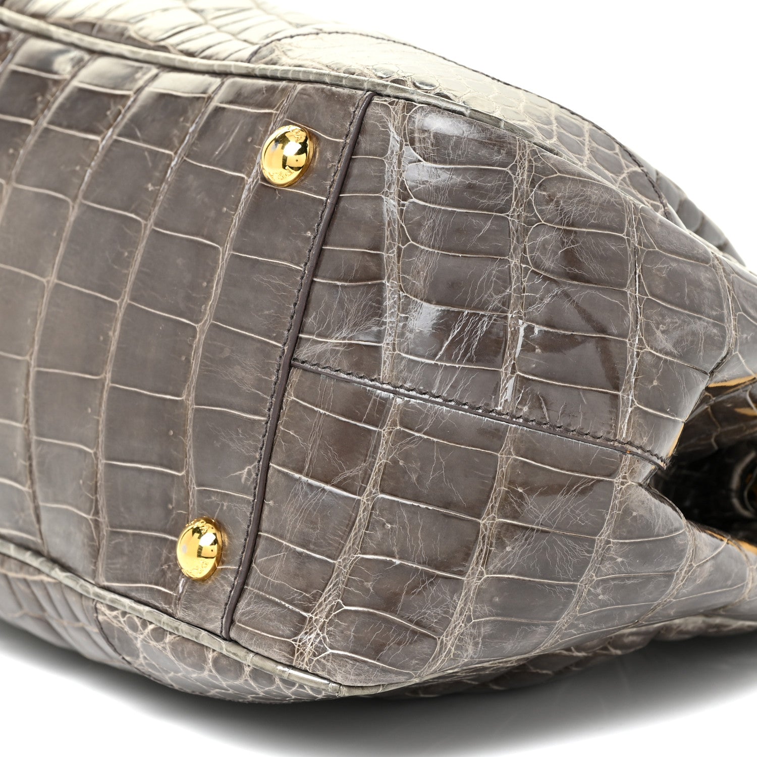 Prada Crocodile Frame Shoulder Bag Grigio 9 of 13
