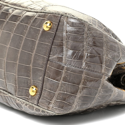 Prada Crocodile Frame Shoulder Bag Grigio 9 of 13