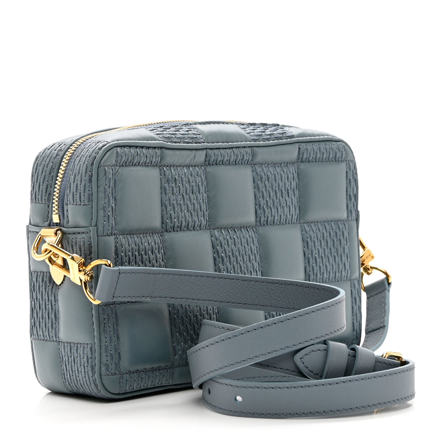 Lambskin Damier Quilt Troca PM Glacier