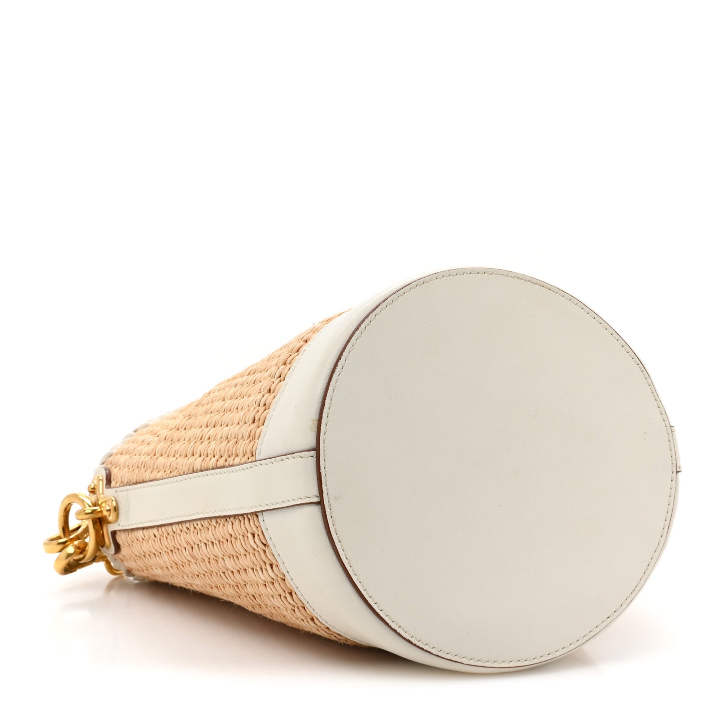 Paglia City Calfskin Bucket Bag Naturale White