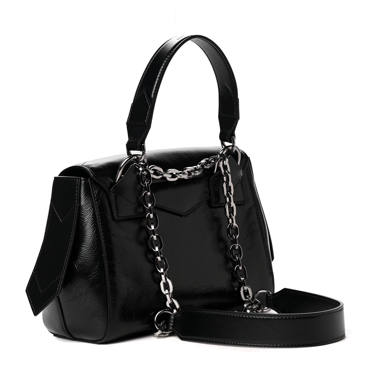 Givenchy Creased Patent Calfskin Small ID Flap Black 2 of 4