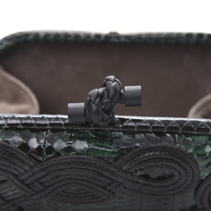Bottega Veneta Snakeskin Passamaneria Woven Knot Clutch Emerald 8 of 8
