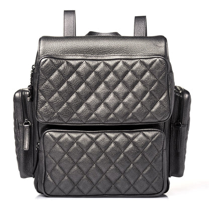 Chanel Metallic Grained Calfskin Quilted Large Casual Rock Backpack Charcoal 1 of 14