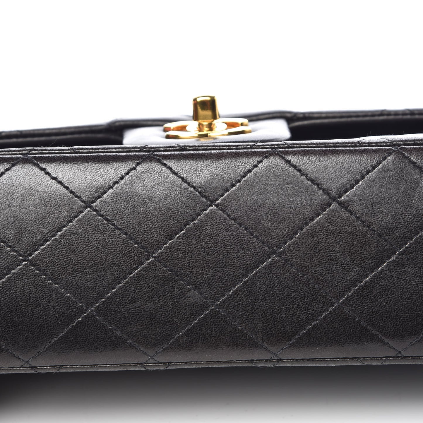 Lambskin Quilted Medium Double Flap Black