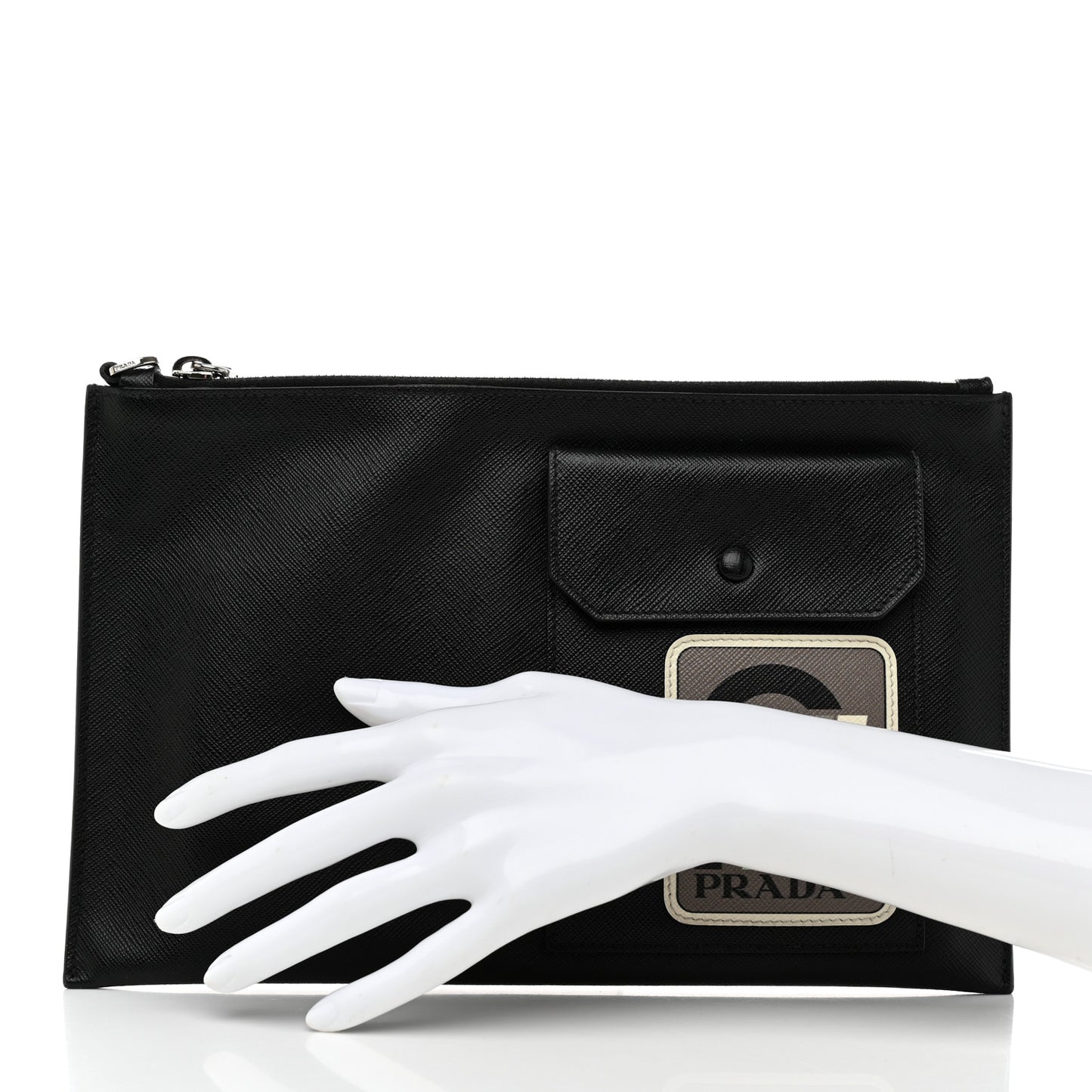 Saffiano Patch Portfolio Case Black