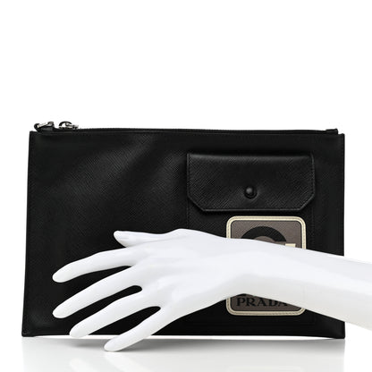 Prada Saffiano Patch Portfolio Case Black 2 of 8
