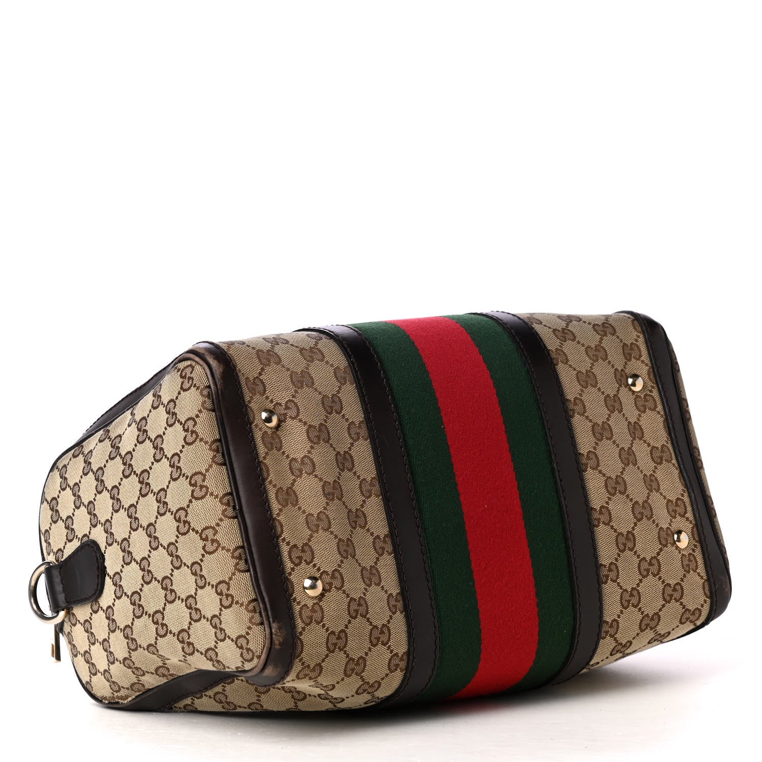 Gucci Monogram Vintage Web Medium Boston Dark Brown 3 of 11