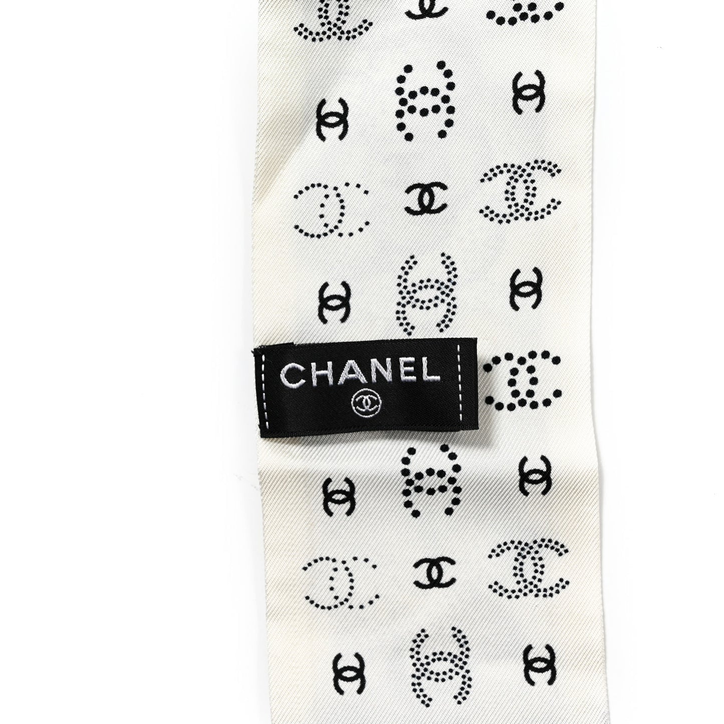 Silk Clover CC Slim Bandeau Scarf White Black
