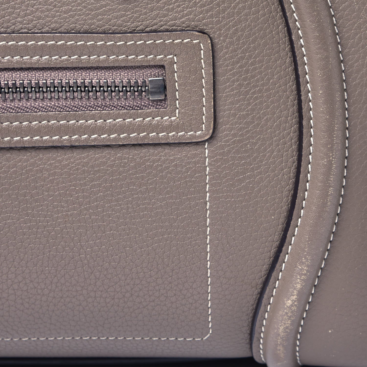 Celine Drummed Calfskin Micro Luggage Souris 7 of 8