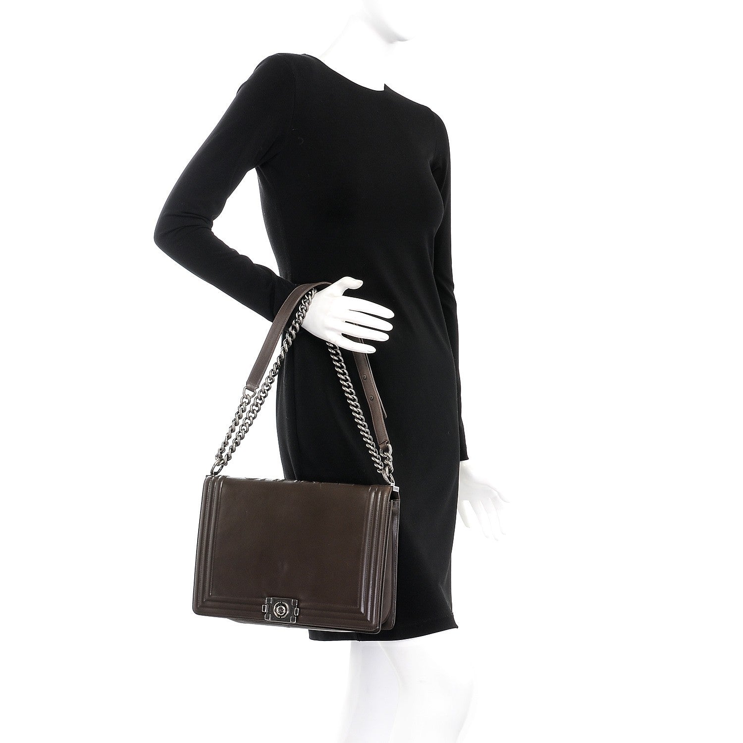 Chanel Glazed Calfskin Large Boy Flap Brown 3 of 12
