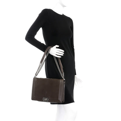Chanel Glazed Calfskin Large Boy Flap Brown 3 of 12