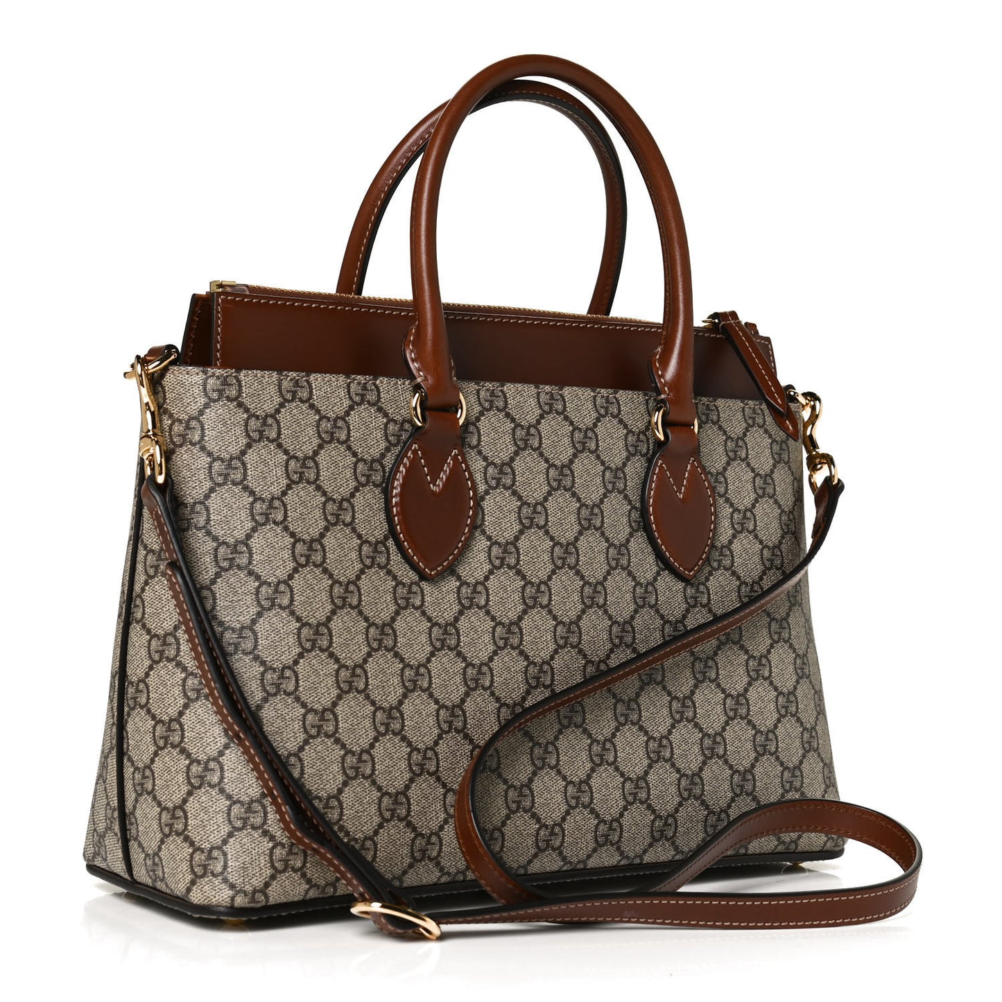 GG Supreme Monogram Small Zip Top Tote Beige Tuscany