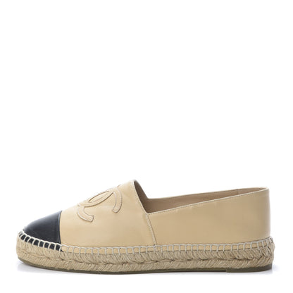 Chanel Lambskin CC Espadrilles 40 Beige Black 1 of 13
