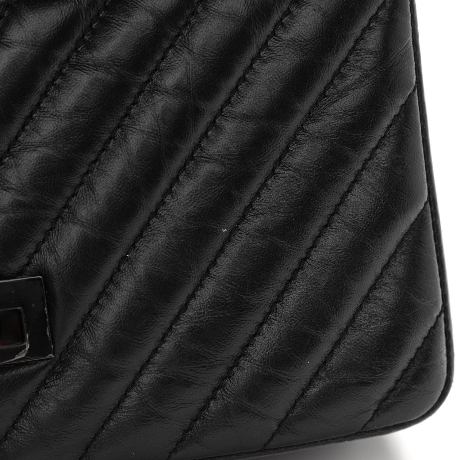 Chanel Aged Calfskin Chevron Quilted 2.55 Reissue Mini Flap So Black 13 of 13