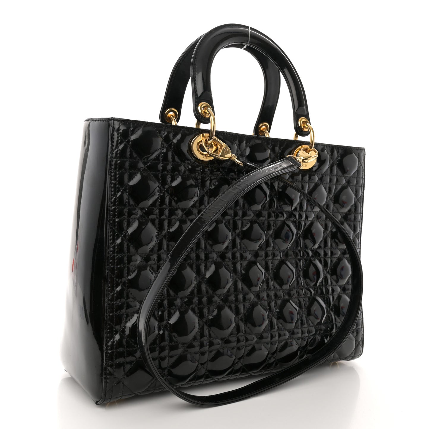 Patent Cannage Large Lady Dior Black