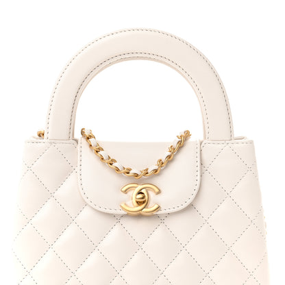 Chanel Shiny Aged Calfskin Quilted Nano Kelly Shopper White 8 of 11
