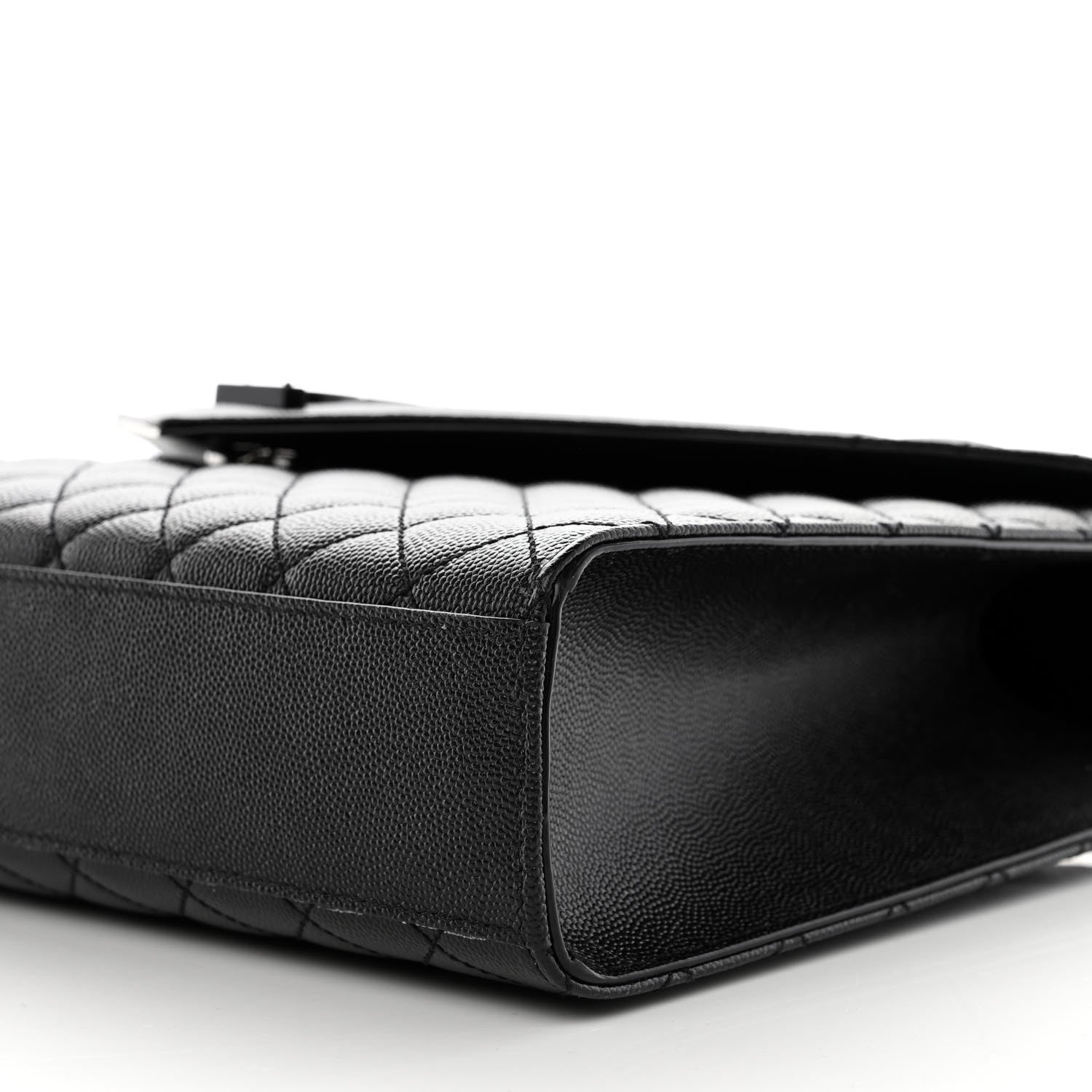 Saint Laurent Grain De Poudre Textured Mixed Matelasse Large Triquilt Monogram Monochrome Satchel Black 10 of 10