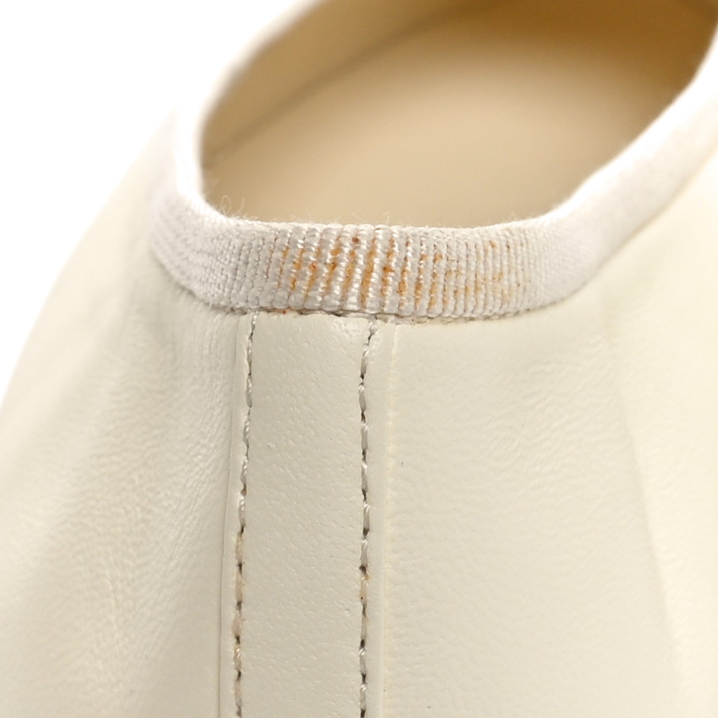 Lambskin Cap Toe Ballerina Flats 38.5 White Rouge