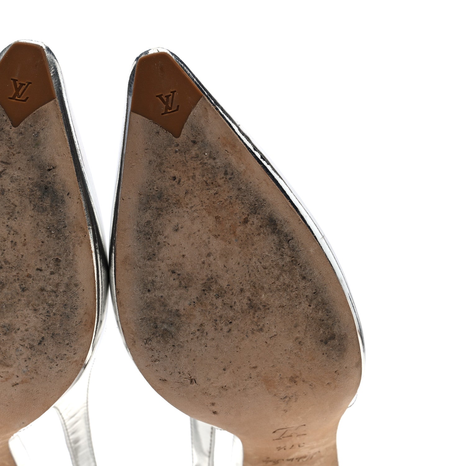 Louis Vuitton Metallic Calfskin Sparkle Slingback Pumps 37.5 Silver 7 of 8