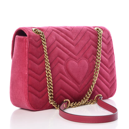 Gucci Velvet Matelasse Blind for Love Embroidered Medium GG Marmont Shoulder Bag Light Raspberry Rose Multicolor 3 of 11