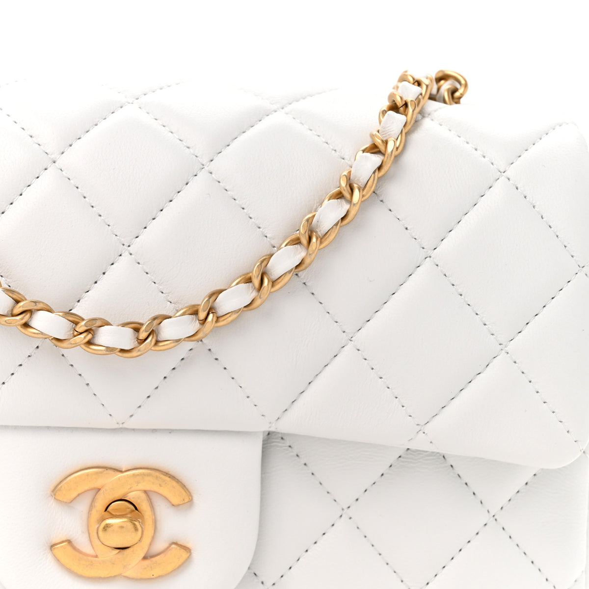 Chanel Lambskin Quilted Mini Rectangular Pearl Crush Flap White 8 of 10