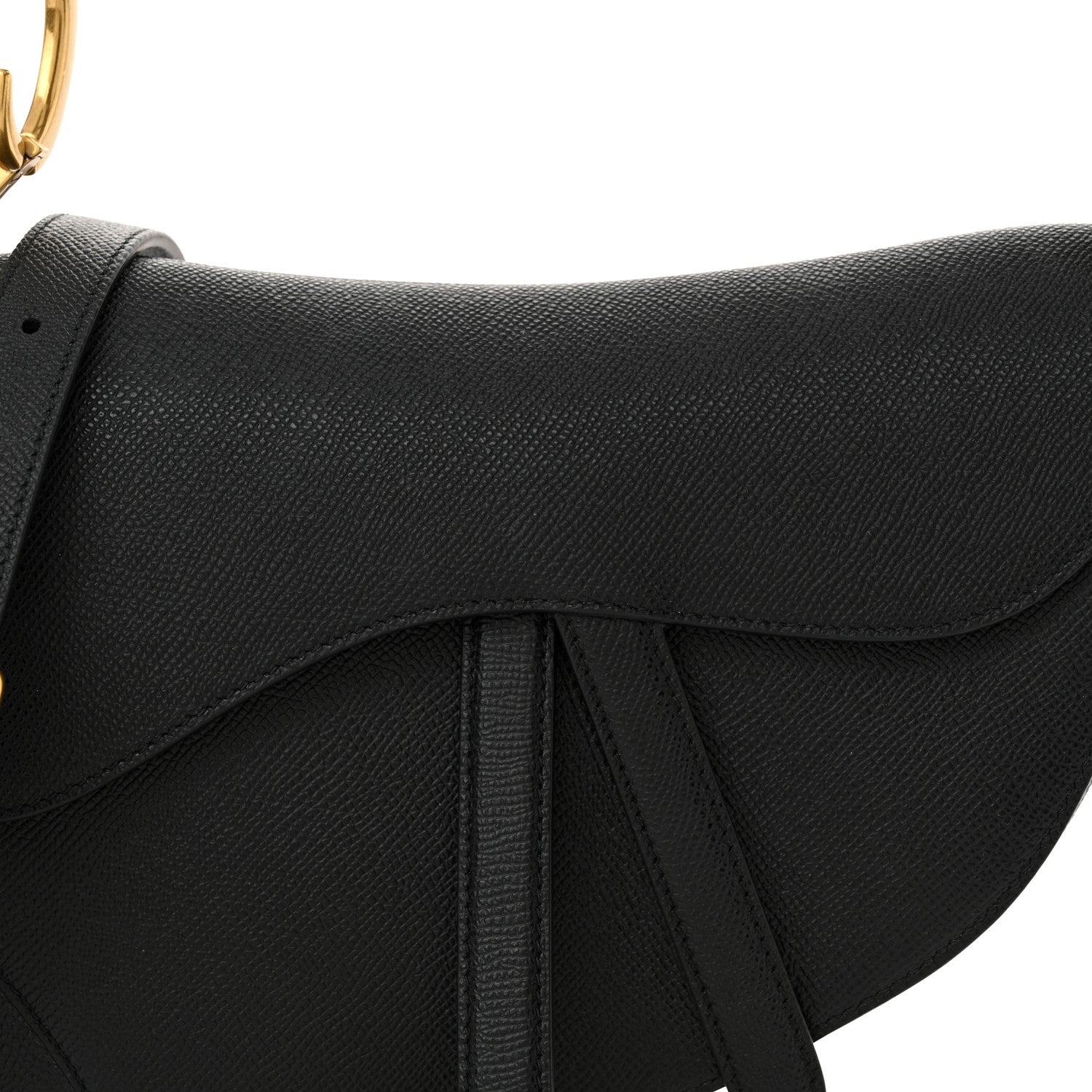 Christian Dior Grained Calfskin Saddle Bag With Strap Black 8 of 14