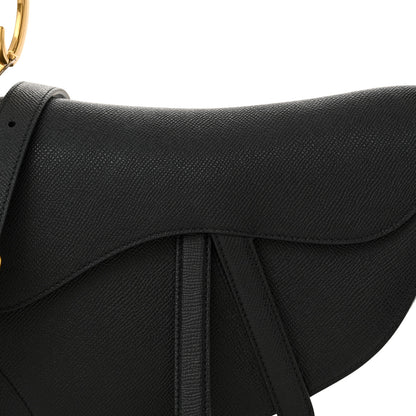 Christian Dior Grained Calfskin Saddle Bag With Strap Black 8 of 14