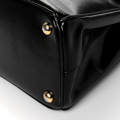 Prada Saffiano Vernice Mini Galleria Double Zip Tote Black 9 of 9