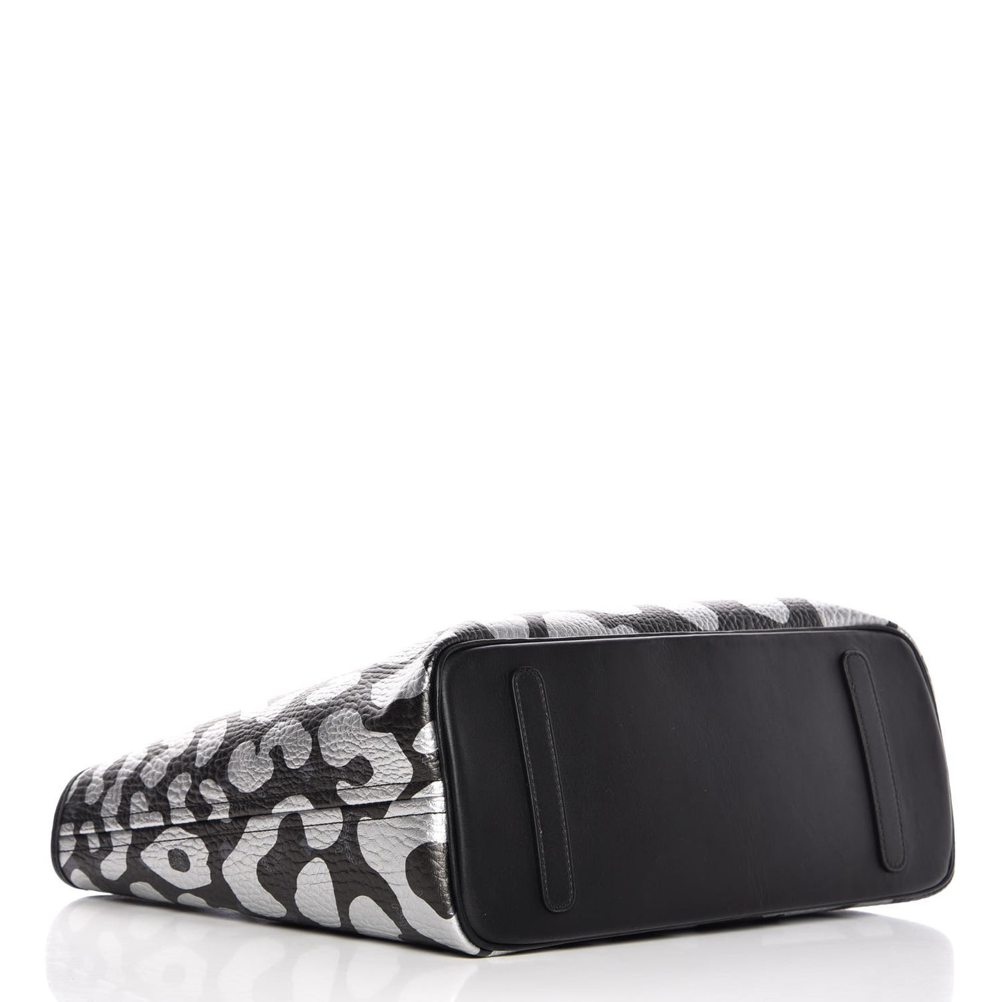 Visetos Metallic Leopard Print Medium Anya Shopper Tote Black