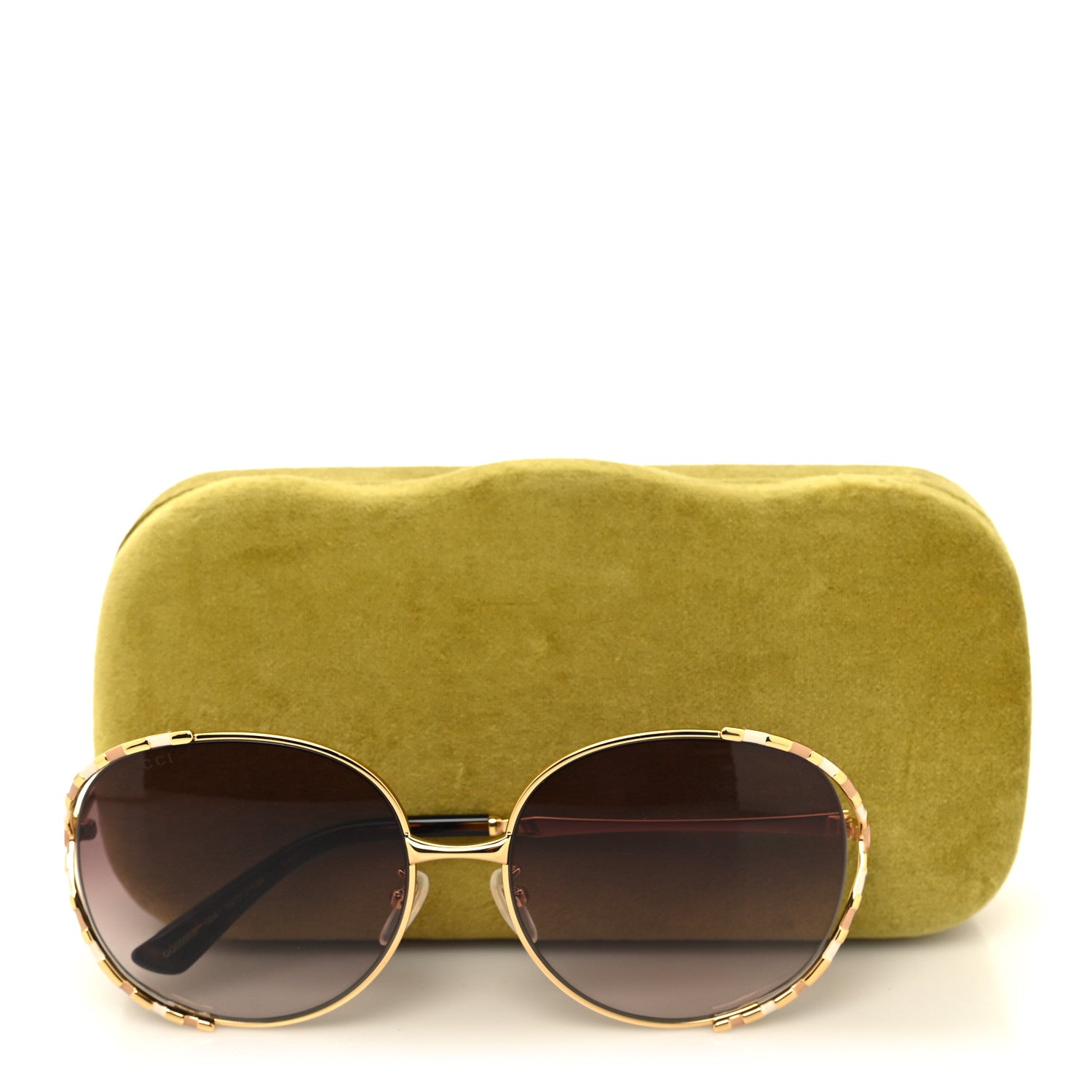 Gucci Metal Round Frame GG0595S Sunglasses Gold Brown 7 of 7