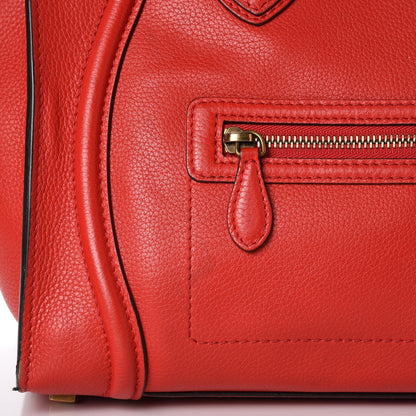 Celine Drummed Calfskin Mini Luggage Coquelicot 10 of 13