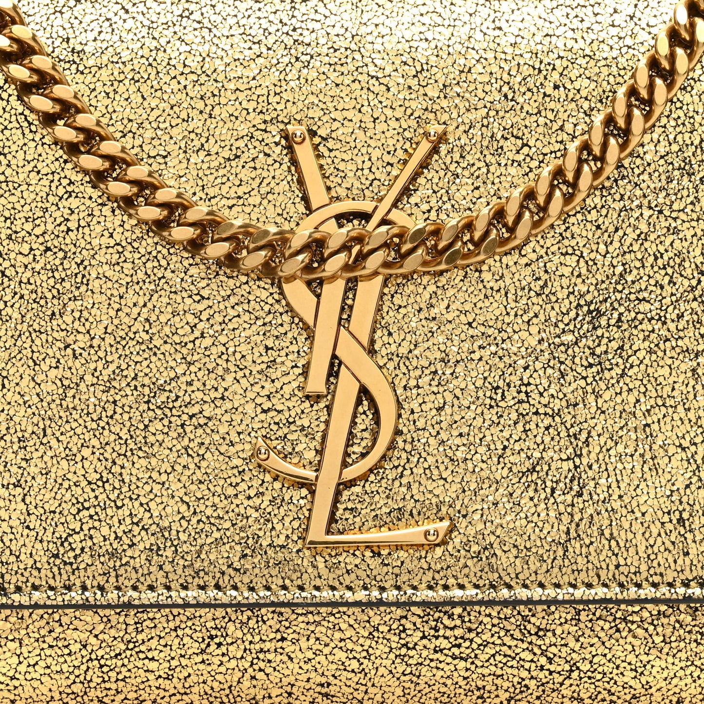 Metallic Calfskin Small Classic Monogram Kate Satchel Oro